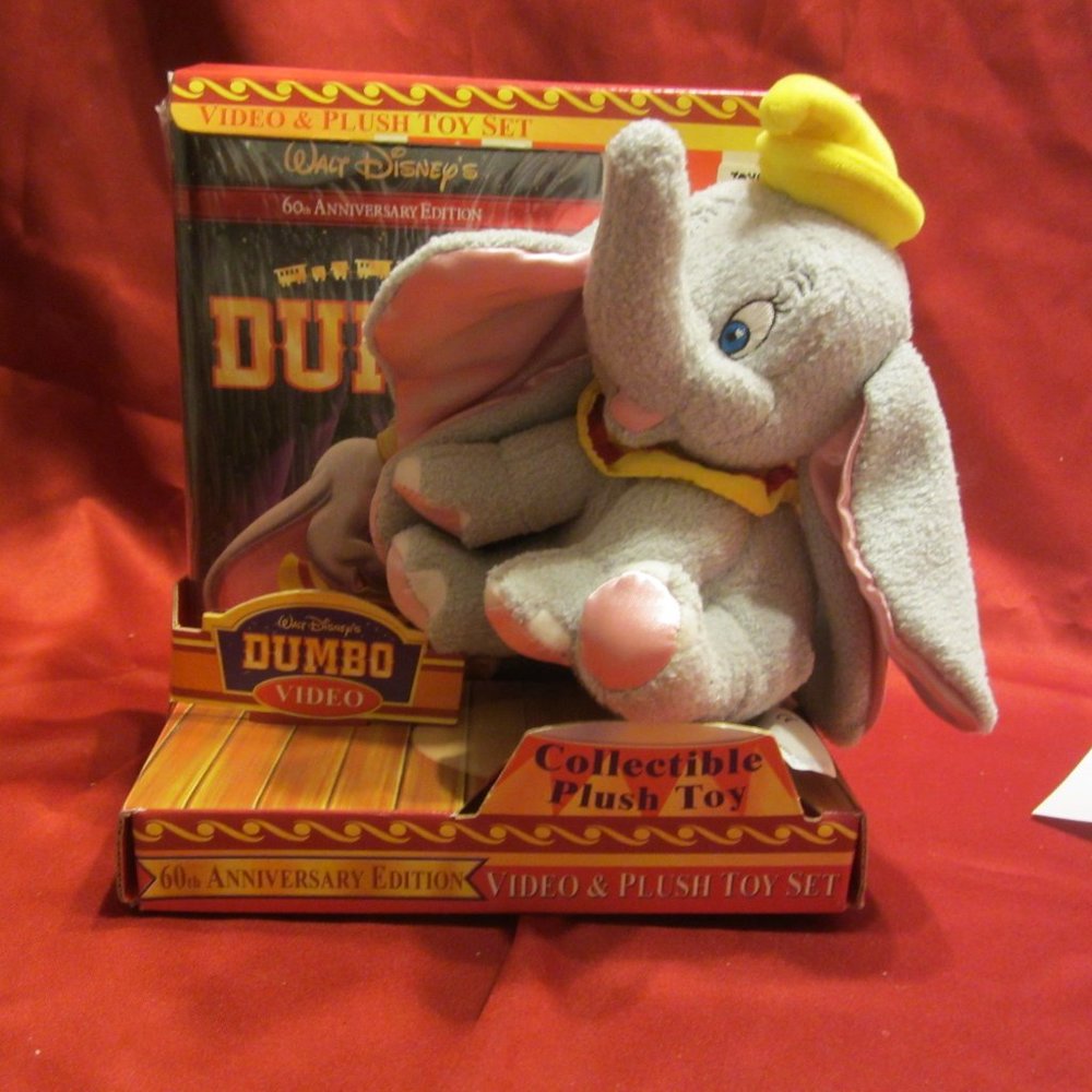 VTG RARE 2001 NIB 60TH ANNIV. DUMBO VHS AND PLUSH TOY